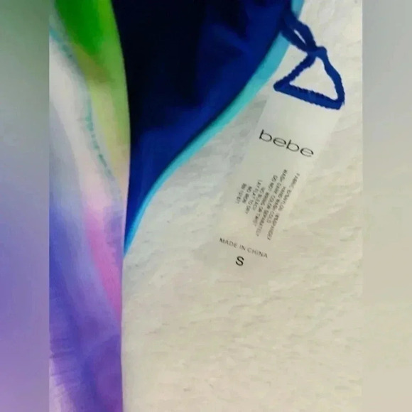 Bebe  One Piece Swim Monokini Bathing Suit Zip Rhinestones Crystals Tie Dye S - Picture 6 of 7